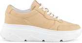PS Poelman Jola Dames Nubuck Leren Runner Sneakers - Beige - Maat 37
