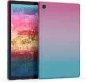 kwmobile case pour Samsung Galaxy Tab A7 10.4 (2020) - étui de protection en silicone pour tablette - design bicolore - rose / bleu / transparent