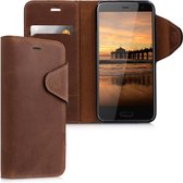 kalibri telefoonhoesje voor HTC U11 Life - Hoesje met pasjeshouder en standaard - bruin - Wallet case