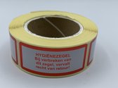 Hygiëne etiketten - 250 Stuks - Rood - 21x48mm -  Hygiënesticker-  Hygiënezegel – Waarschuwingssticker