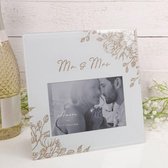 Fotolijst bruiloft Mr en Mrs vierkant goud en zilver glitters.
