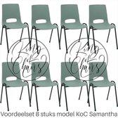 King of Chairs -Set van 8- Model KoC Samantha lichtgrijs met zwart onderstel. Stapelstoel kuipstoel vergaderstoel tuinstoel kantine stoel stapel stoel kantinestoelen stapelstoelen