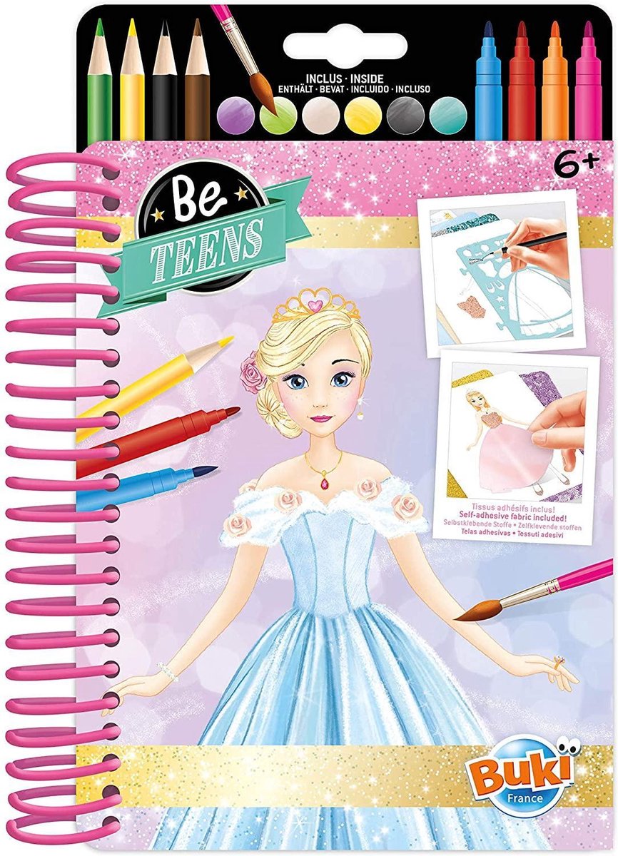 Buki - Prinses - BeTeens - Schetsboek - Inclusief Potloden en Stiften