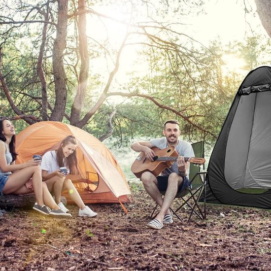 Douchetent - Camping Douche Tent - Omkleedtent Met Ritsbare Sluiting - Toilettent - WC Tent Inclusief Opbergzak - Omkleedscherm - Pop Up Tent Waterdicht - Voor Camperen, Strand En Reizen - Gooi Tent - Zwart van Merkloos — afbeelding 5