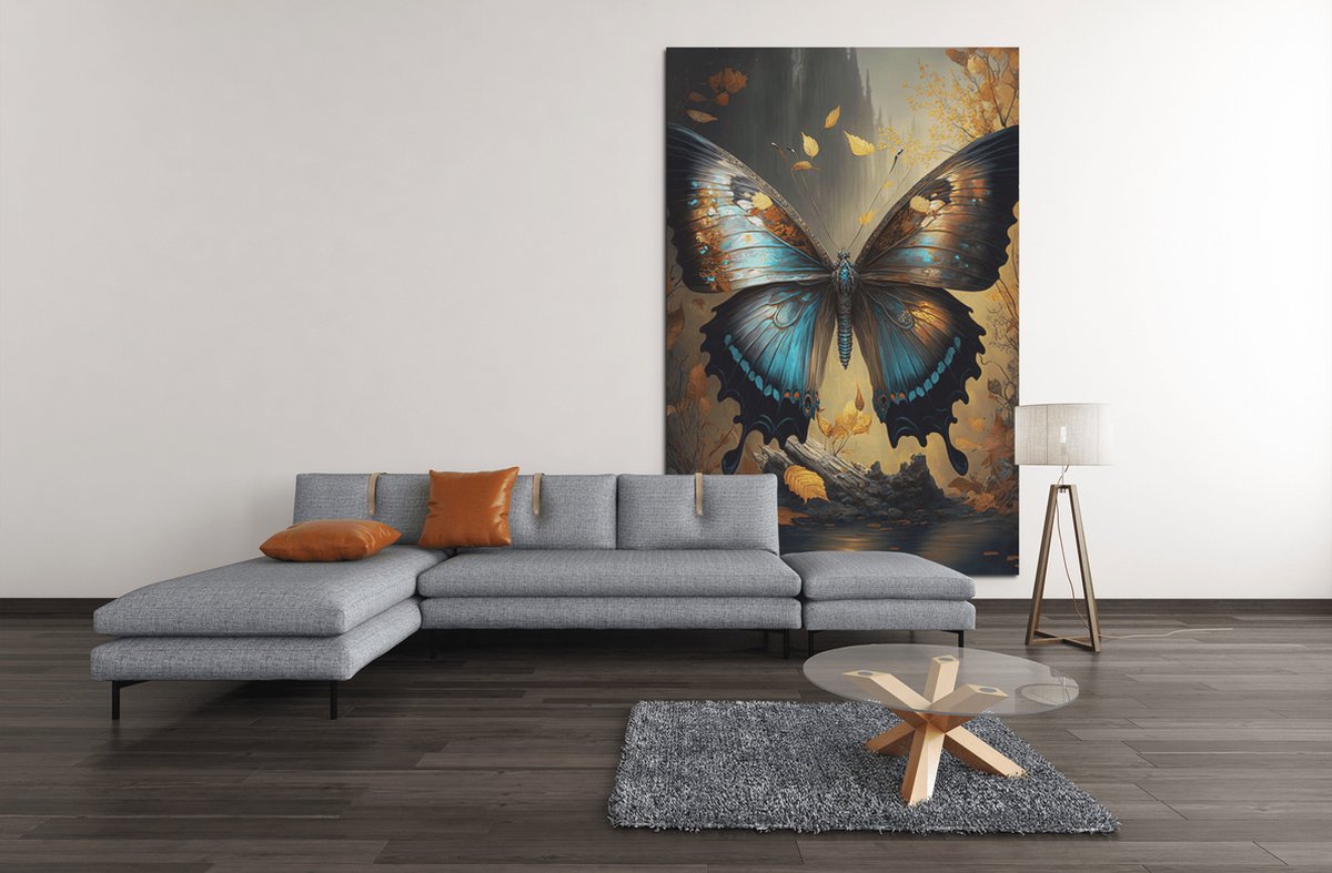 Trendex Global Canvas Schilderij - Vlinder - Kleurrijk - Wanddecoratie - 60x40x2 cm
