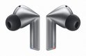 Linker en rechter Samsung Galaxy Buds3 Pro, zilverkleurig, met zwarte oordopjes.