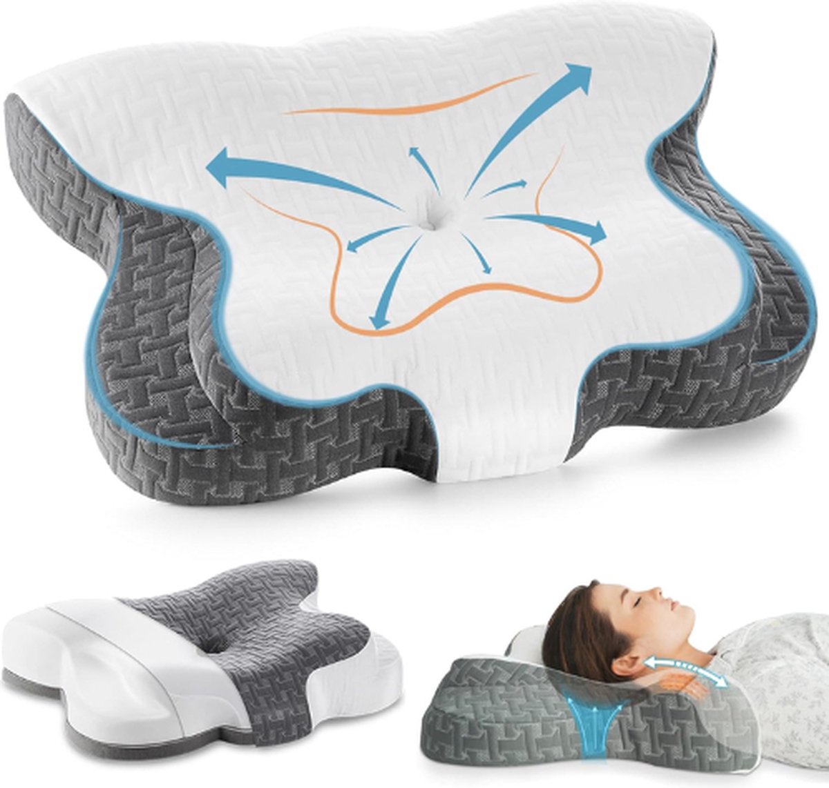 ELVIROS® Anti Snurk Kussen - Anti Snurk - Anti Snurk Producten - Apneu Kussen - Anti Snurk Kussen Zij Slaper - Kussen Tegen Snurken - Antisnurk Kussen - Slaapapneu - Grijs