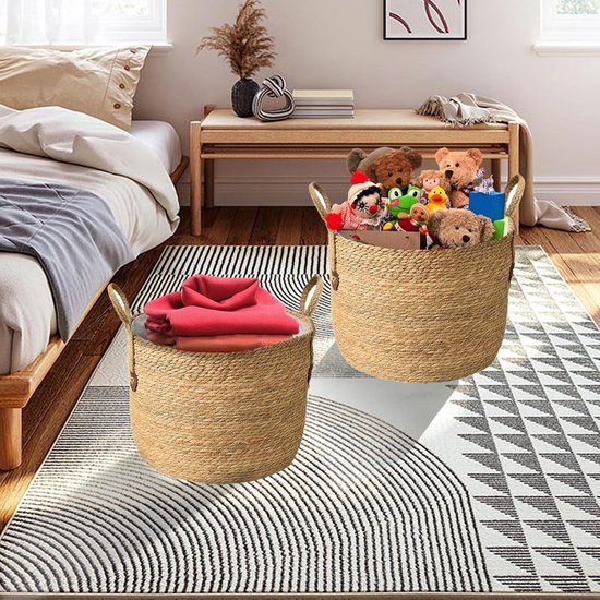 Panier Osier Pour Plantes - Grand Cache-Pot Tressé Rotin Naturel Avec Doublure Imperméable (Taille S)