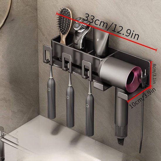 Foho Föhn Houder Stand voor Dyson Supersonic Haardroger, Aluminium Stand Power Plug Houder, Badkamer Organizer voor Dyson Föhn Care Tools