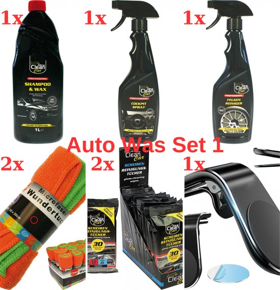 Foto: Elina clean car auto was set auto schoonmaak set auto schoonmaak producten car cleaning set auto accessories auto wax auto poets set auto telefoonhouder