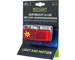 Ikzilight Achterlicht met 5 LED's en sensor - Batterijvoeding - Zichtbaar tot 1000 meter
