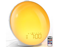 Inga® Wake Up light Réveil Smart Uno avec application | Radio | chargeur USB | Simulation du lever du soleil | Aide au sommeil | Veilleuse | Idéal pour les enfants et les adultes