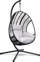 Swoods XXL Egg Hangstoel – Hangstoel met standaard – Egg Chair – tot 150kg – Inclusief Beschermhoes – Lichtgrijs