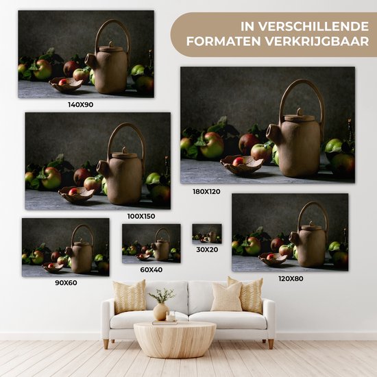 Toile Peinture Théière - Thee - Nature Morte - 150x100 cm - Décoration murale