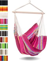 Large Hanging Chair Handmade in Brazil - Grenadine with Cross Beam - Colorful Striped Design - Supports up to 150 kg