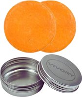 Vivory - 2 stuks Natuurlijke Shampoo Loving Amber - Citrus & Sinaasappel - Handgemaakt - Geen Sulfaten - Geschikt voor alle Haartypes + Krullend haar Gratis opberg blik