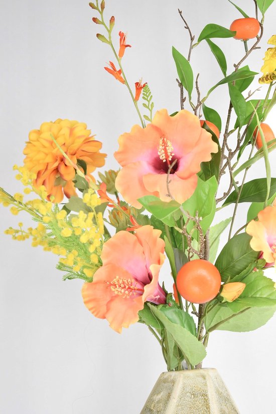 Bouquet artificiel - Orange Silky 70 Cm - Fleurs artificielles en soie - Fausses fleurs - Fleurs artificielles - Bouquet de soie - Natuurlijk Bloemen