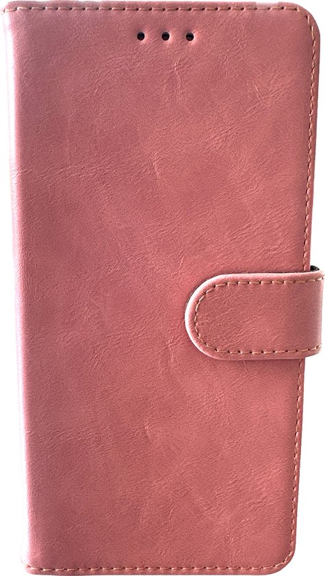 Elite Bookcase Adapté pour : Coque iPhone 15 - Porte-cartes - Portefeuille - Simili cuir - Rose