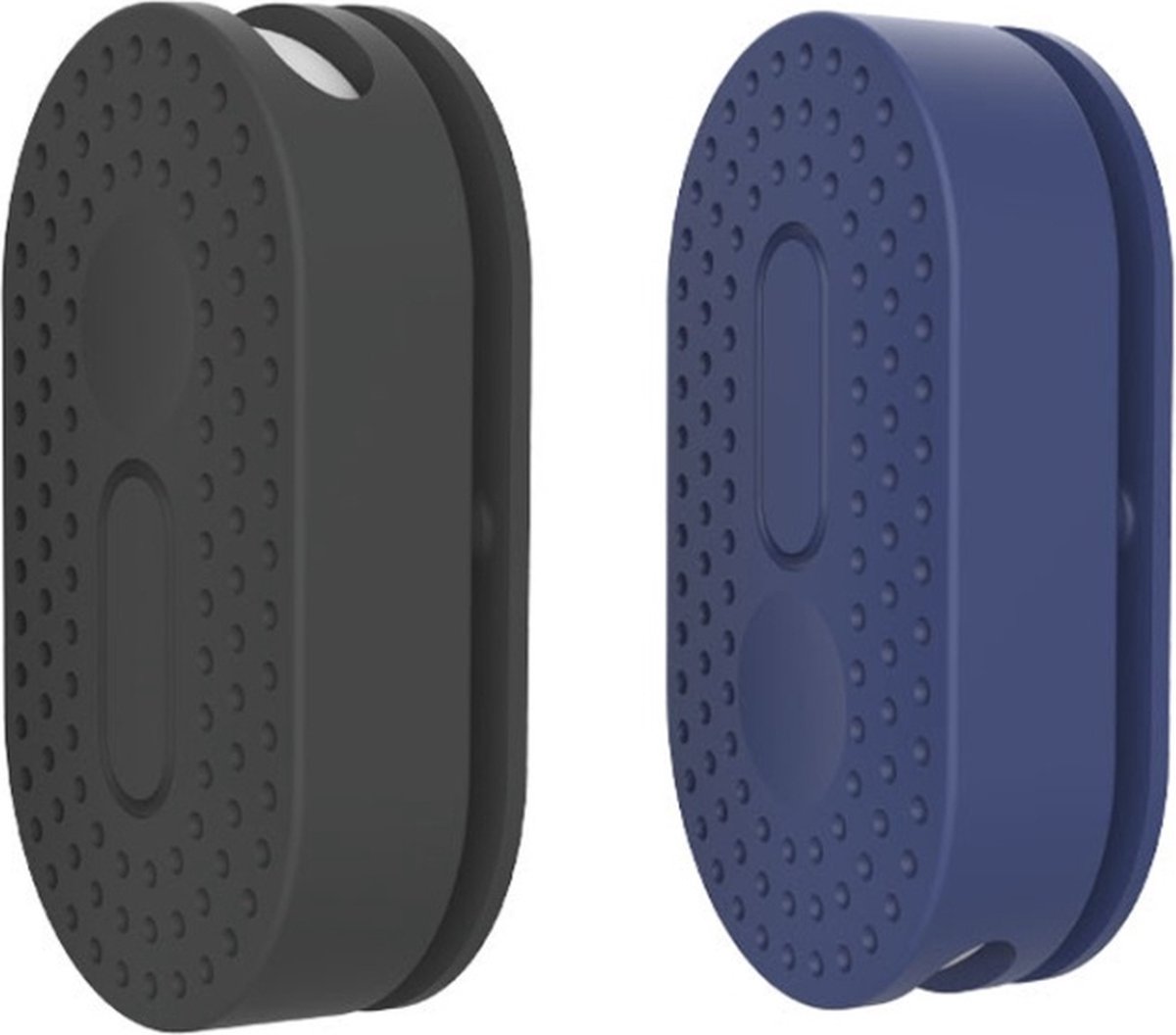 2 stuks - Premium case hoesje geschikt voor Samsung Smarttag 2 | Samsung SmartTag2 Hoes - buigbaar met stevige plakstrip - Case - Siliconen - Sleutelhanger - blauw en zwart