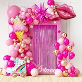 118 Stuks Ballonnenboog - Roze - ijs - rolschaatsen - sterren - feest ballonm - meisje - Versiering pakket - Helium - Latex - Folie Ballonnen Boog
