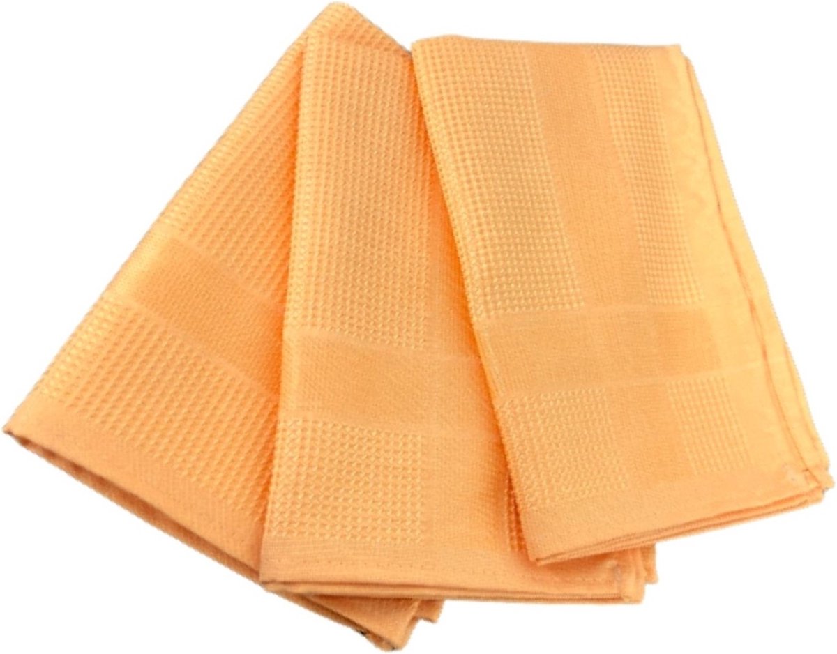 Microvezeldoekjes 3 stuks van 60 x 40 cm Oranje Schoonmaakdoekjes Spiegeldoeken