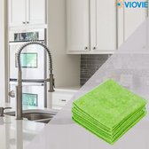 Professionele microdoek, 10-delige set, 40 x 40 cm, groen, poetsdoeken met maximale opnamekracht van stof, vuil en vloeistof, duurzame microvezeldoeken met randbescherming tegen krassen