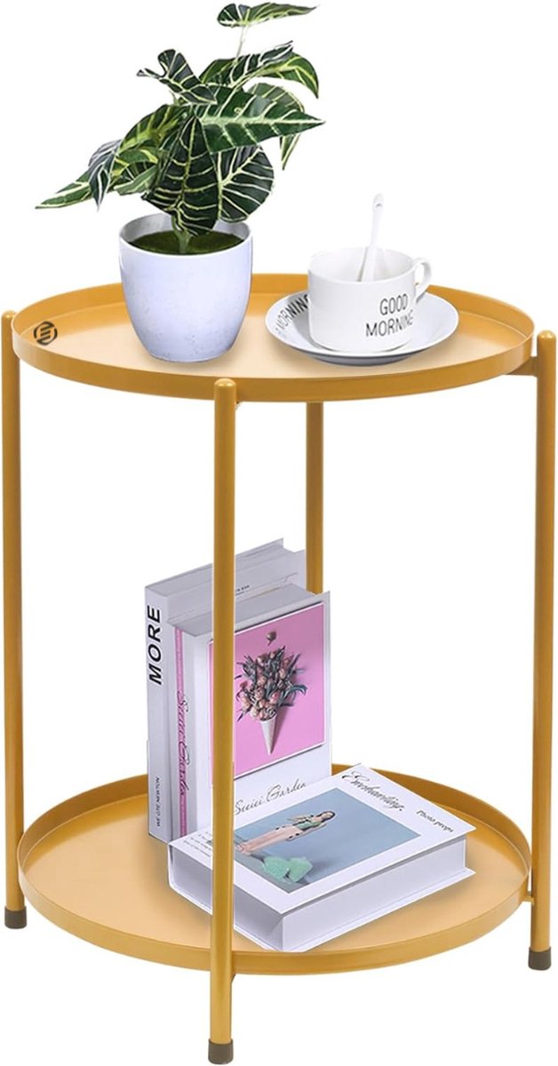 Equivera Bijzettafel Buiten - Bijzettafel Tuin - Salontafel Buiten - Salontafel Tuin - Koffietafel Buiten - Voor Binnen en Buiten - Must Have Voor Jouw Tuin! Goud
