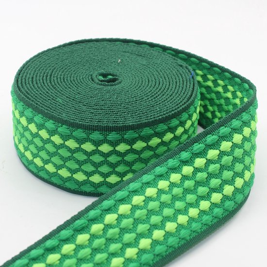 Sangle de sac flexible de 5 mètres avec pois colorés, largeur 50 mm, couleur vert 02