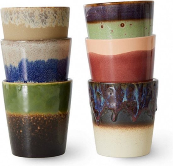 HKliving 70’s Mokken 0,2 L – Set van 6 – Grounding