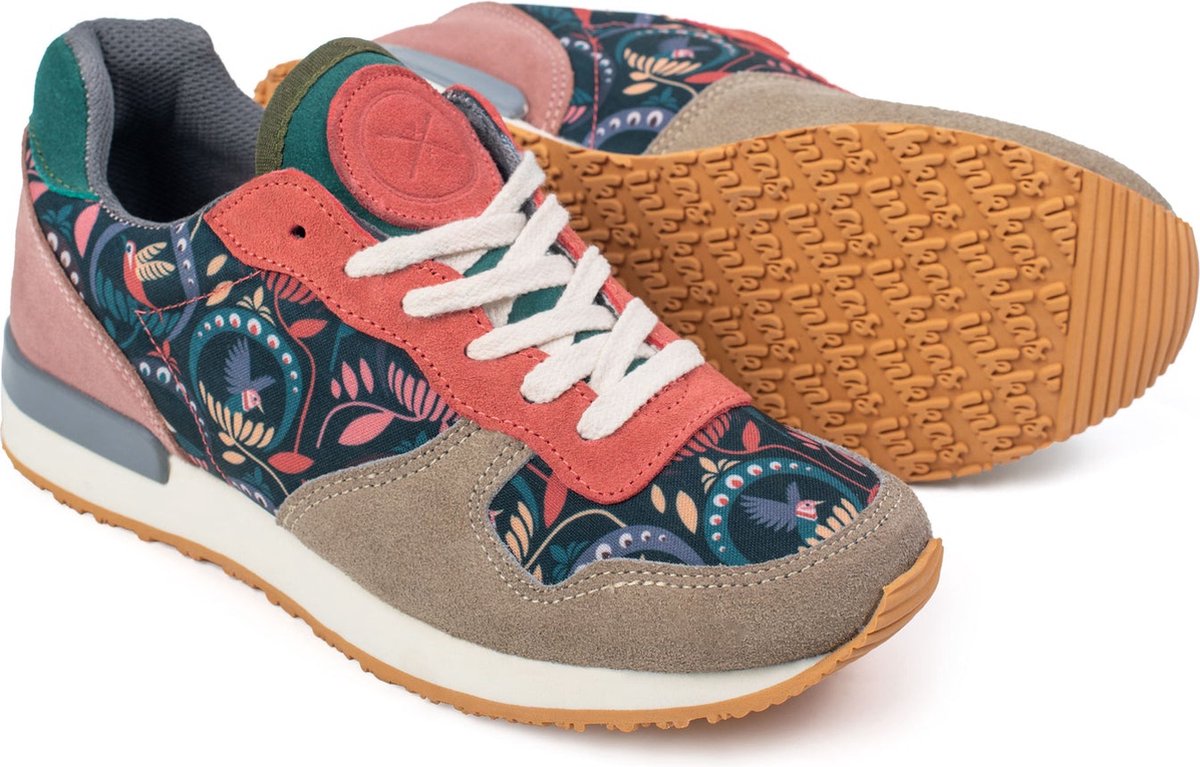 Inkkas, Passerine, Dames Sneaker, Suede, Natuurprint, EVA rubber zool, Maat 38