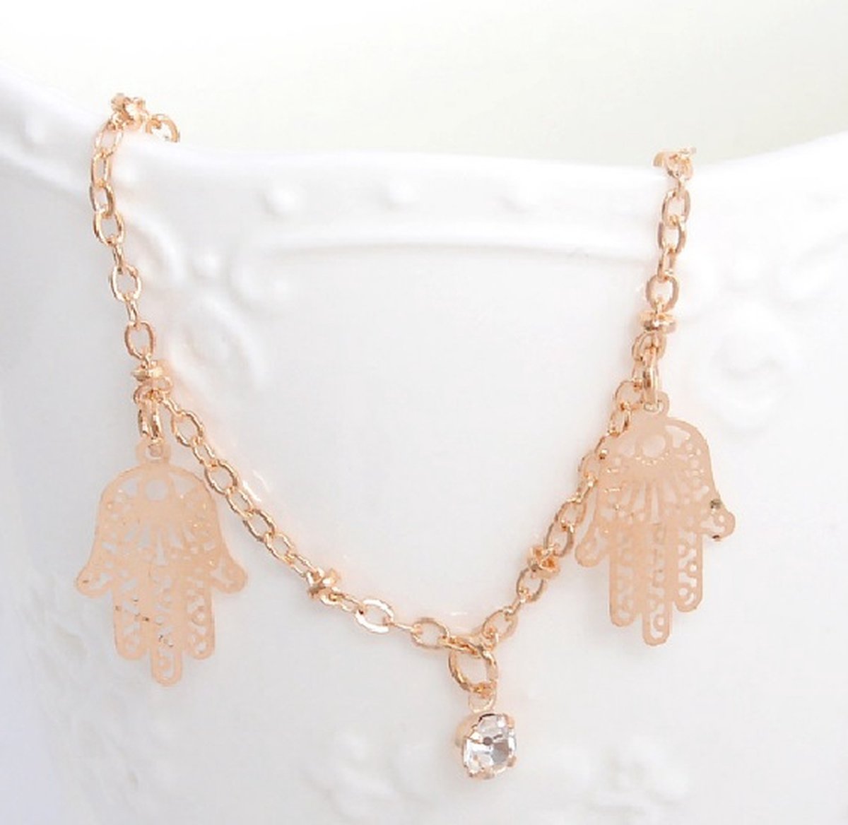 Enkelbandje hand met strass
