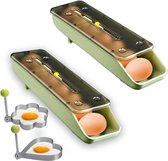 Eieropbergbak voor koelkast - Verstelbare eierhouder - Ruimtebesparende eieropslagcontainer - Groen