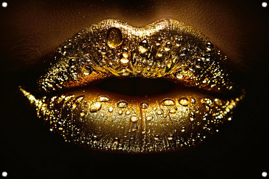 Lippen tuinposter - Lichaam tuinposter - Tuinposter Goud - Posters buiten - Tuinschilderijen voor buiten - Posters tuinposter 90x60 cm