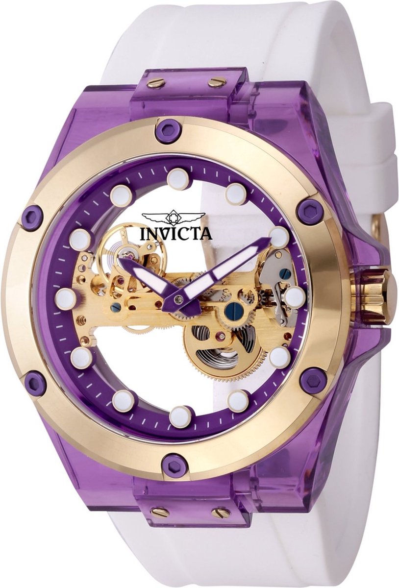 Invicta Speedway 44397 Heren Horloge - Waterdicht - Analoog - Mechanisch Uurwerk - Roestvrij Staal met paarse Wijzerplaat - 48mm