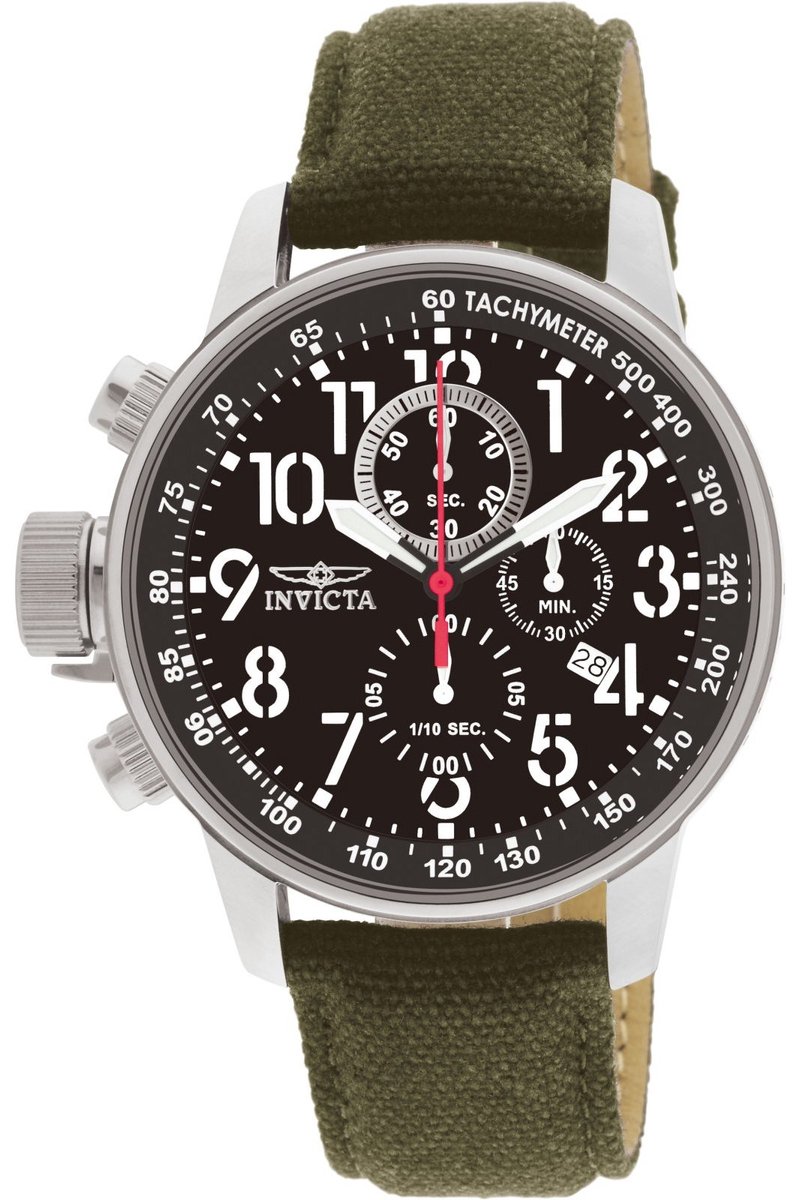 Invicta I-Force 1873 Heren Horloge - Waterdicht - Analoog - Quartz Uurwerk - Roestvrij Staal met zwarte Wijzerplaat - 46mm