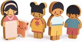 MENTARI Chestnut Lane - Poppenfamilie Met Kat - 5 Figuren - Hout - 1 Jaar