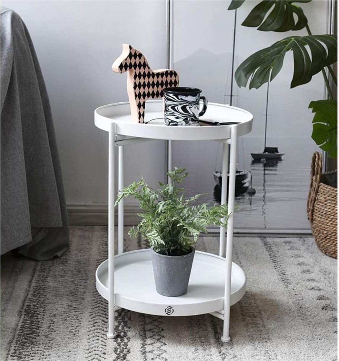 Equivera Bijzettafel Buiten - Bijzettafel Tuin - Salontafel Buiten - Salontafel Tuin - Koffietafel Buiten - Voor Binnen en Buiten - Must Have Voor Jouw Tuin! Wit