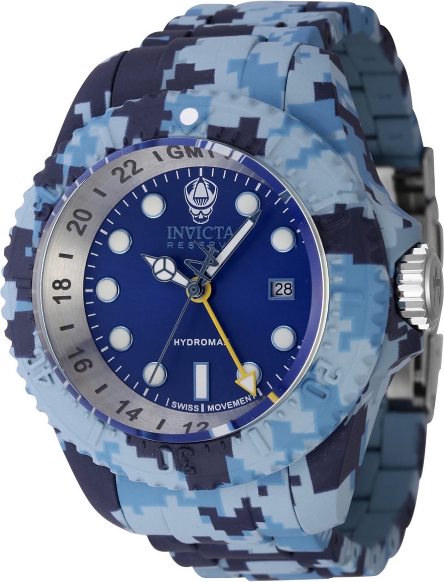 Invicta Reserve 45940 Heren Horloge - Waterdicht - Analoog - Quartz Uurwerk - Roestvrij Staal met blauwe Wijzerplaat - 52mm
