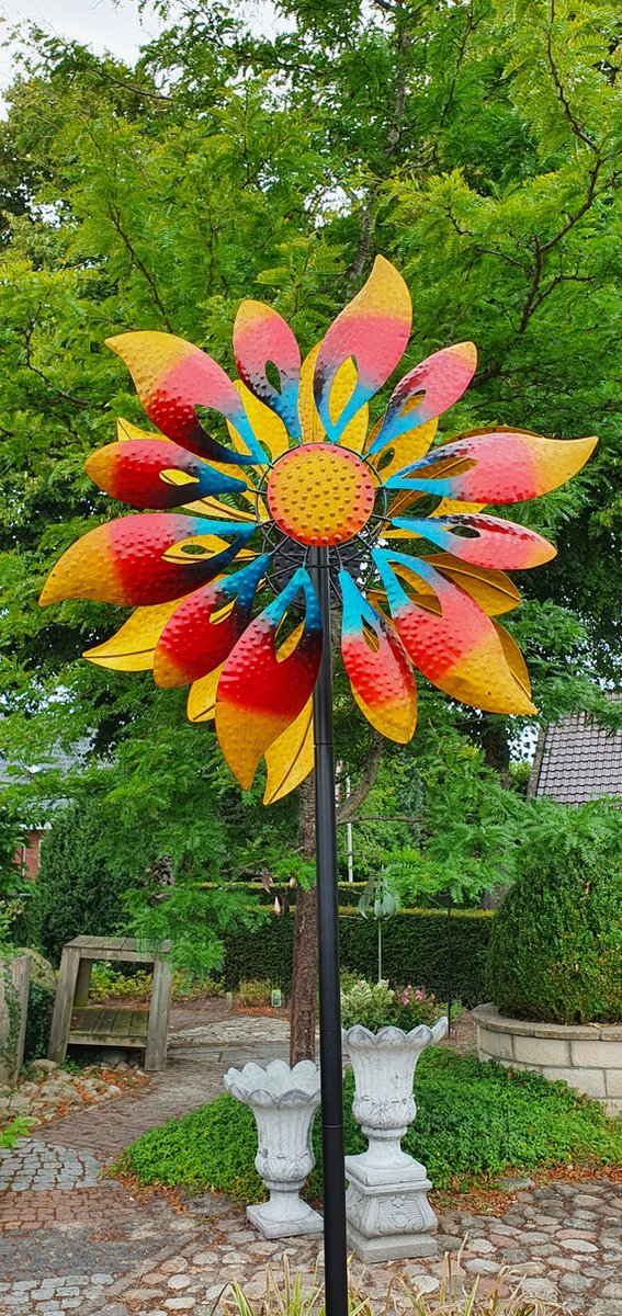 Moulin à Vent Métal Alpine Corporation - 61 Cm, Couleur Bronze/argent, Décoration Jardin Extérieur - 10