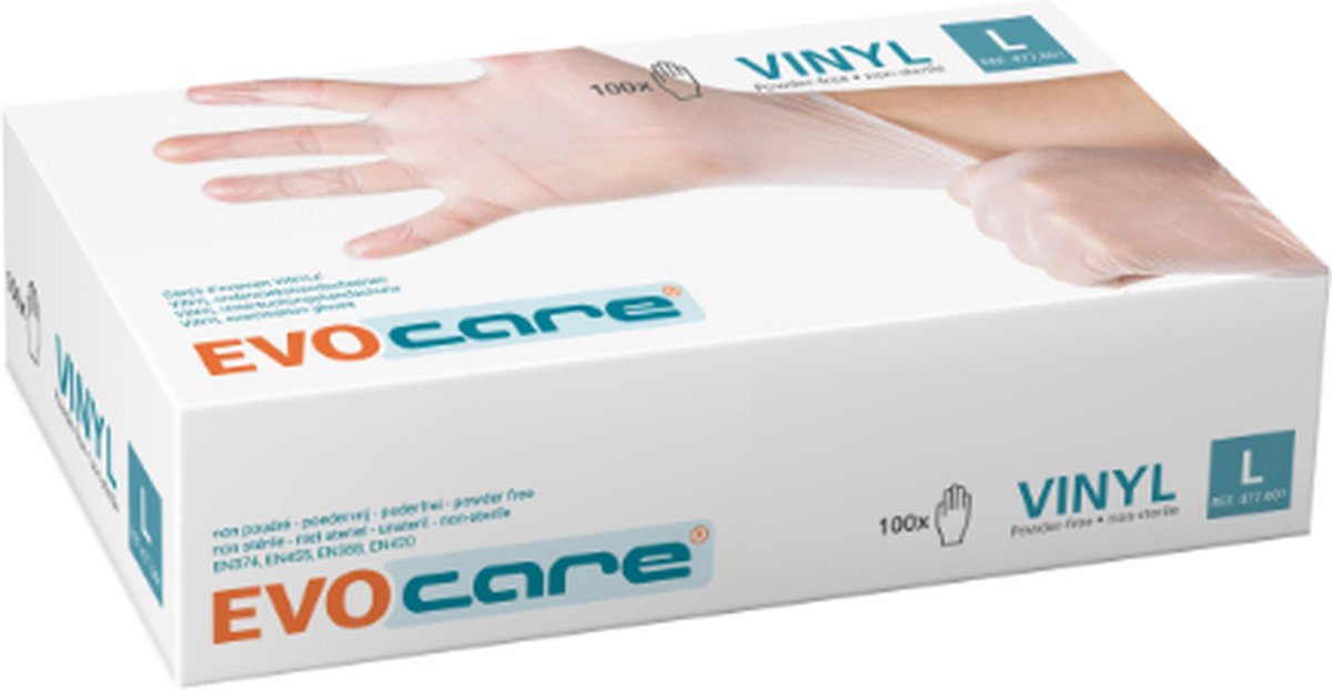 Ongepoederde VINYL handschoenen Large (8-9) - 1 pak van 100 stuks