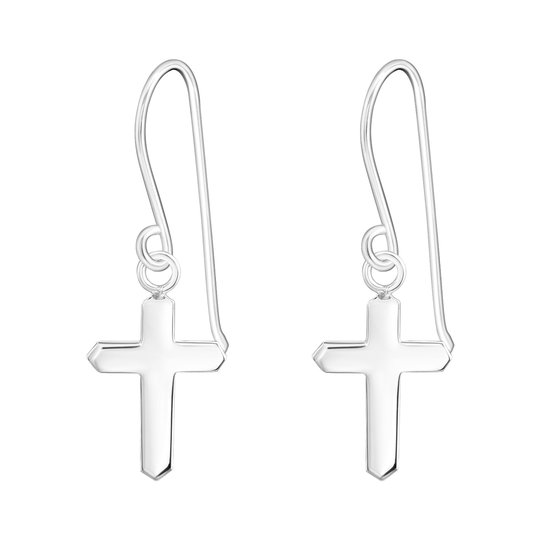 Zilveren kruis oorbellen hanger - 925 sterling zilveren oorbellen - Oorbellen met een boodschap