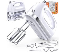 Cuisimax Krachtige Handmixer met Opbergbasis - 5 Standen + Turbo - Met Kloppers & Kneedhaken - Compacte mixer - Keukenmachine
