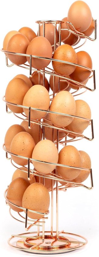 HEFTMAN Zwarte eierspiraal, eierhouder, vrijstaande eierhouder voor de keuken, eiermand, eierdispenser, geschikt voor maximaal 32 eieren, stabiele, draaibare eierstandaard met antislip basis