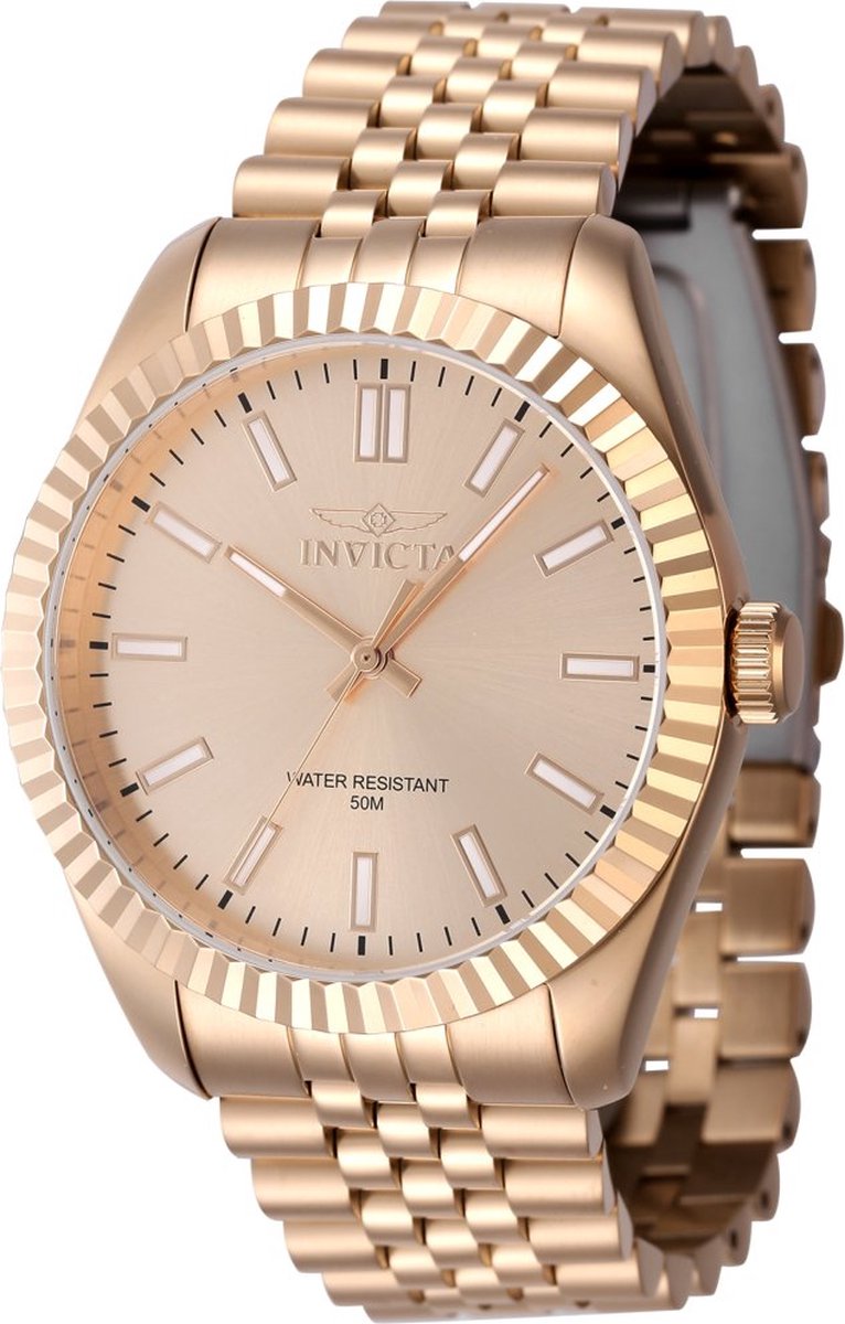 Invicta Specialty 47493 Heren Horloge - Waterdicht - Analoog - Quartz Uurwerk - Roestvrij Staal met rosegouden Wijzerplaat - 43mm