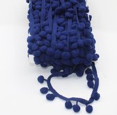 16 Meter POLYESTER POMPOM LINT, Breedte 10MM om op te Naaien, Pompons Lengte 15MM, Totale Breedte 25MM, Kleur MARINE 24