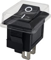 ProRide® Mini Wipschakelaar ON/OFF KCD1-11 - met Beschermkapje - 2-pins - 13x8mm - Rechthoek - Zwart