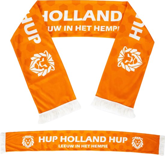 Leeuw in het Hempie oranje sjaal Hup Holland Hup - EK 2024 - Voetbalsjaal - 150 x 20 cm