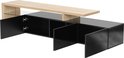 Mueble Para TV Brillante, 197,5 L X 39 B X 42 H Cm , Estilo Moderno, Práctico Espacio De Almacenamiento Aspecto De Madera Estantes De Vidrio Iluminacion Led Blanco 1