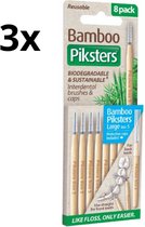 Piksters Bamboe Rechte Ragers - Maat 5 - Blauw - 3 x 8 stuks - Voordeelverpakking