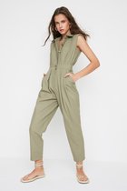 Trendyol TWOSS21TU0233 Volwassenen Vrouwen Single pack - Khaki - 40